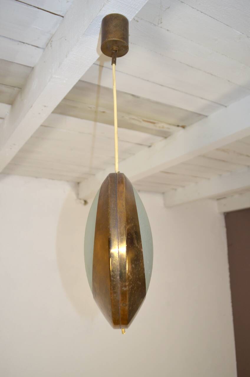 Stilnovo Pendant Lamp Model "1205" 1960s, Vintage 1960s Brass Chandelier