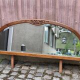 Art Deco concave mirror, arc-shaped, carved in solid wood, 1940.