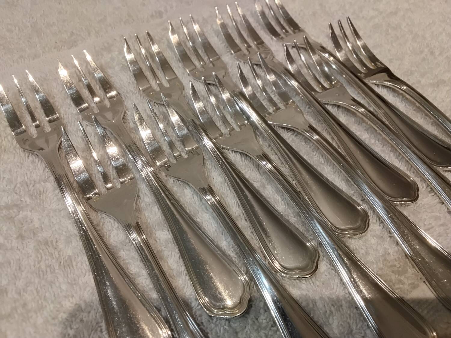 12 silver-plated cake forks by Christofle Spatours