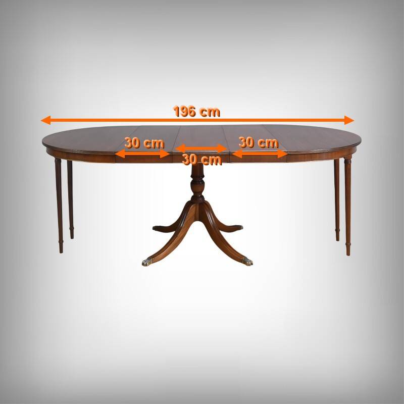 English Style Mahogany Extendable Pedestal Table - 1960