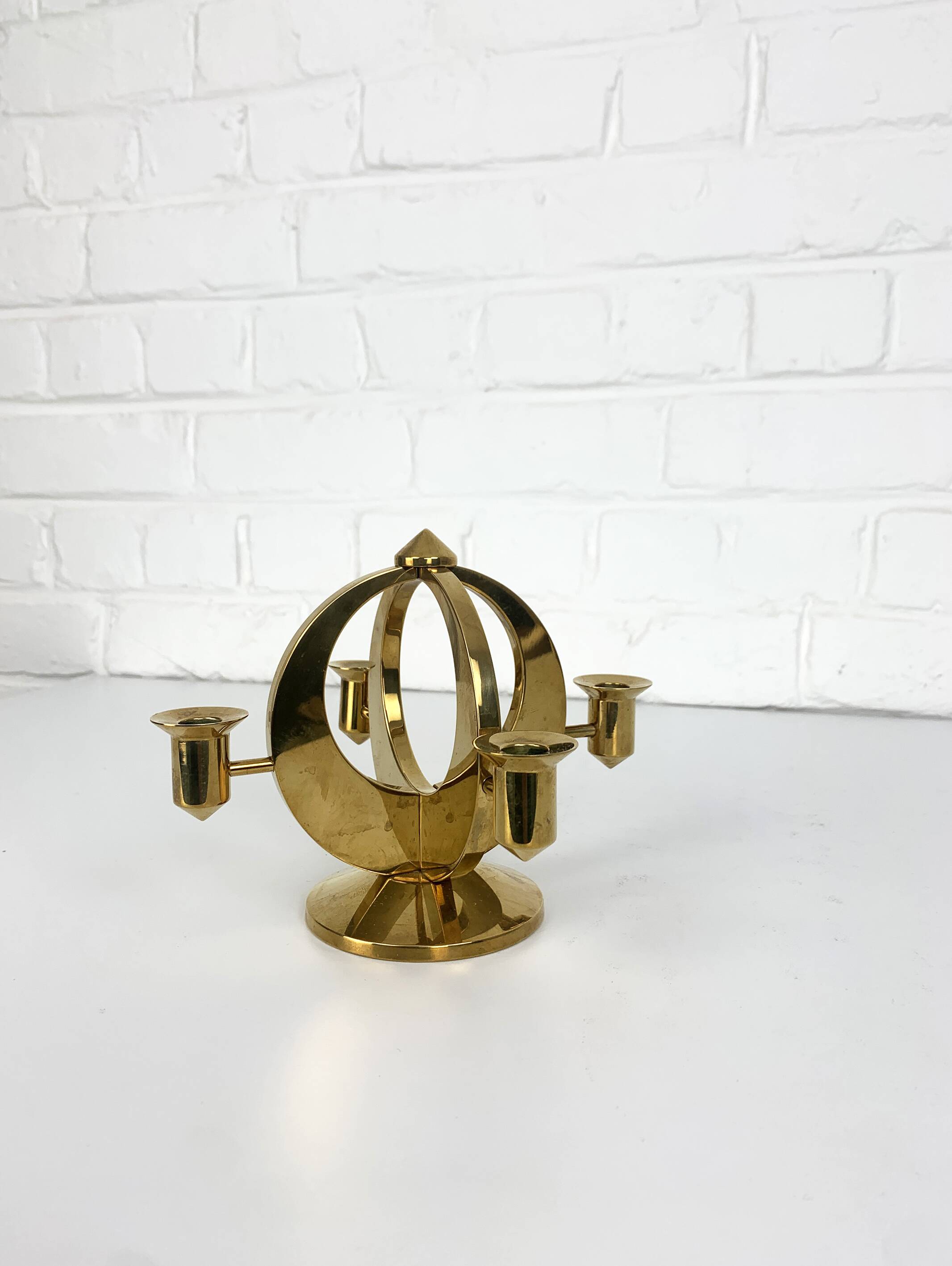 Mid-Century Scandinavian Brass Candlestick by Arthur Pe, Kolbäck, Sweden 1950-60