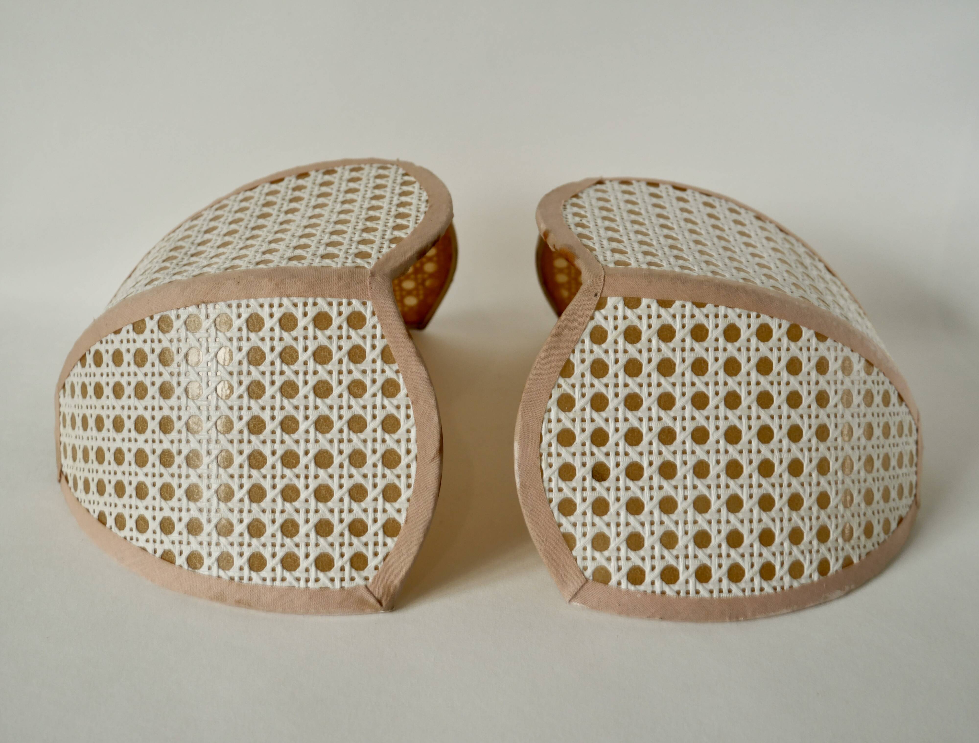 Pair of lotus cane wall lights from the 50s and 60s