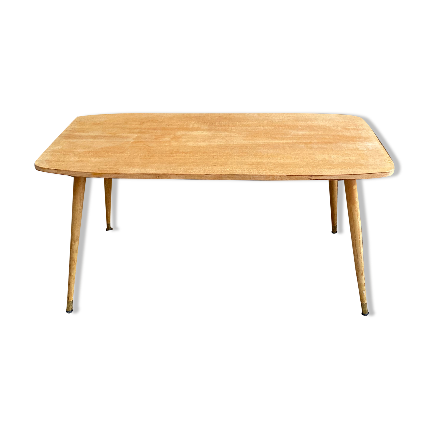 Raw wood coffee table & compass legs