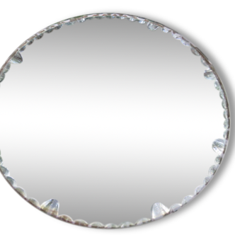 Ancien miroir rond biseauté années 40 50