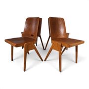 Set of 4 Bauhaus-inspired dining chairs, stackable, 1950
