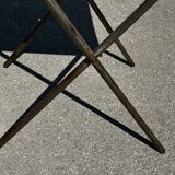 Table de jardin ou bistro pliante en tôle kaki début années 50