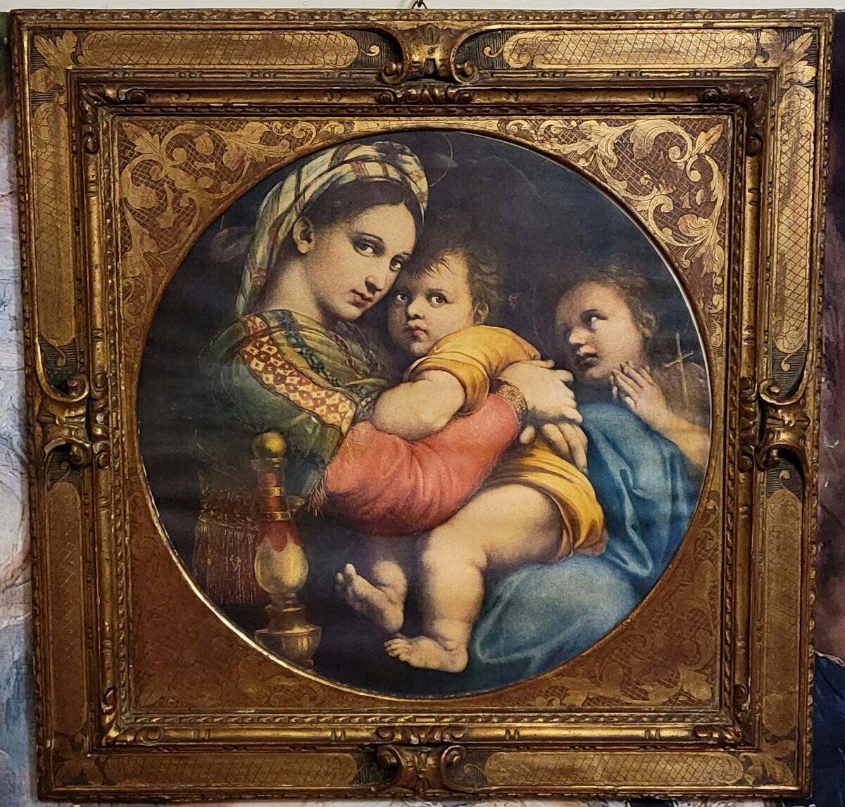 Virgin on the Chair by Raphael: Lithograph from the late 19th century.