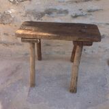 Brutalist milking stool in solid wood
