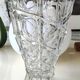 Vintage design vase in crystal. faceted patterns, braces. flared neck