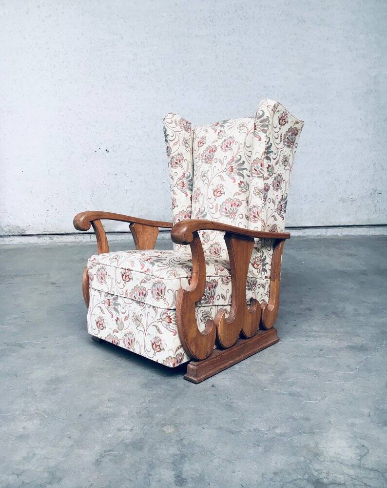 Set of High Wing Back Armchairs, 1900s