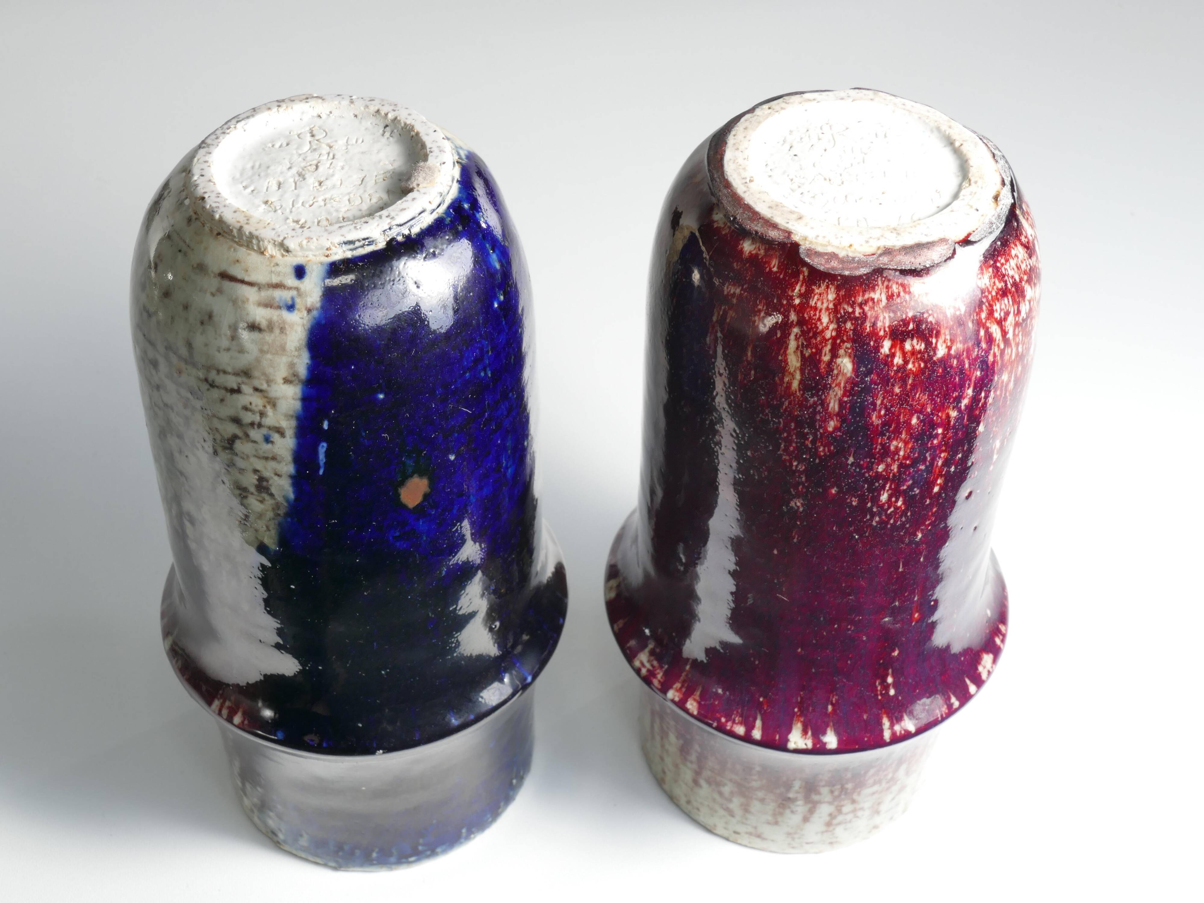 Scandinavian Modern Ceramic Vases, Sylvia Leuchovius, Rörstrand 1976,  Set of 2