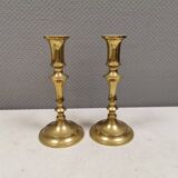 A set of vintage brass candlesticks. Denmark 1960-70s.