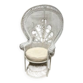 Fauteuil Emmanuelle en rotin laqué blanc