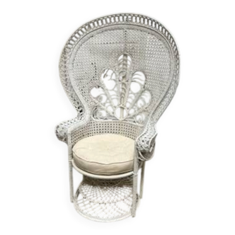 Emmanuelle armchair in white lacquered rattan