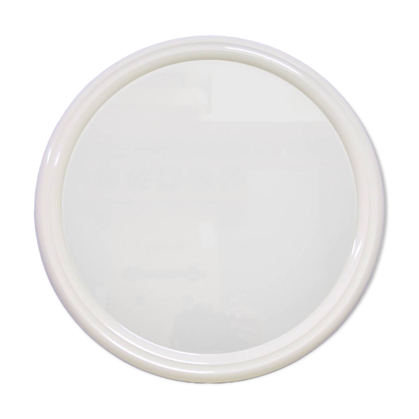 Vintage white round mirror Tiger