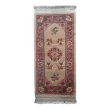 Vintage Chinese rug 120 x 60 cm with reliefs, Beijing flowers, handmade.