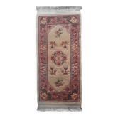 Tapis chine vintage 120 x 60 cm reliefs Pekin fleurs fait main
