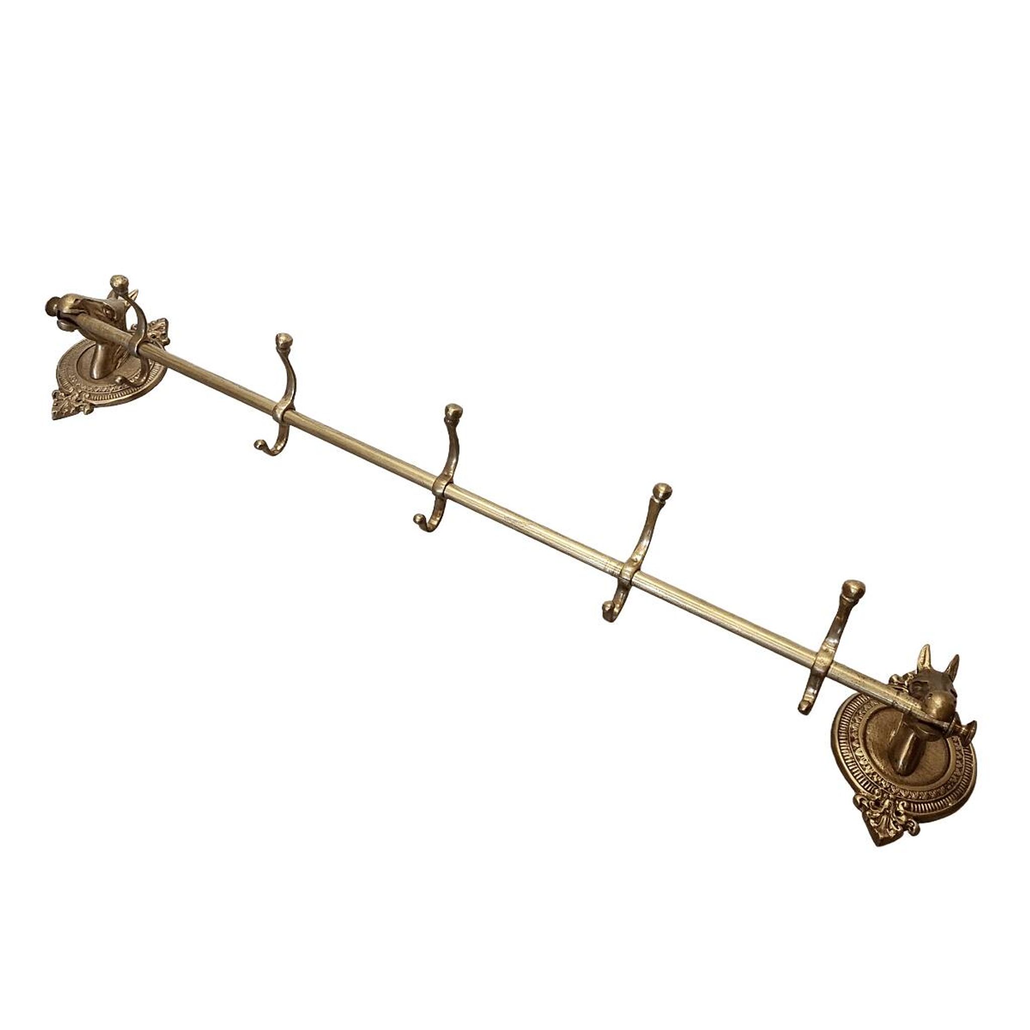 Brass Coat Rack With Horse Heads, 1950/60s