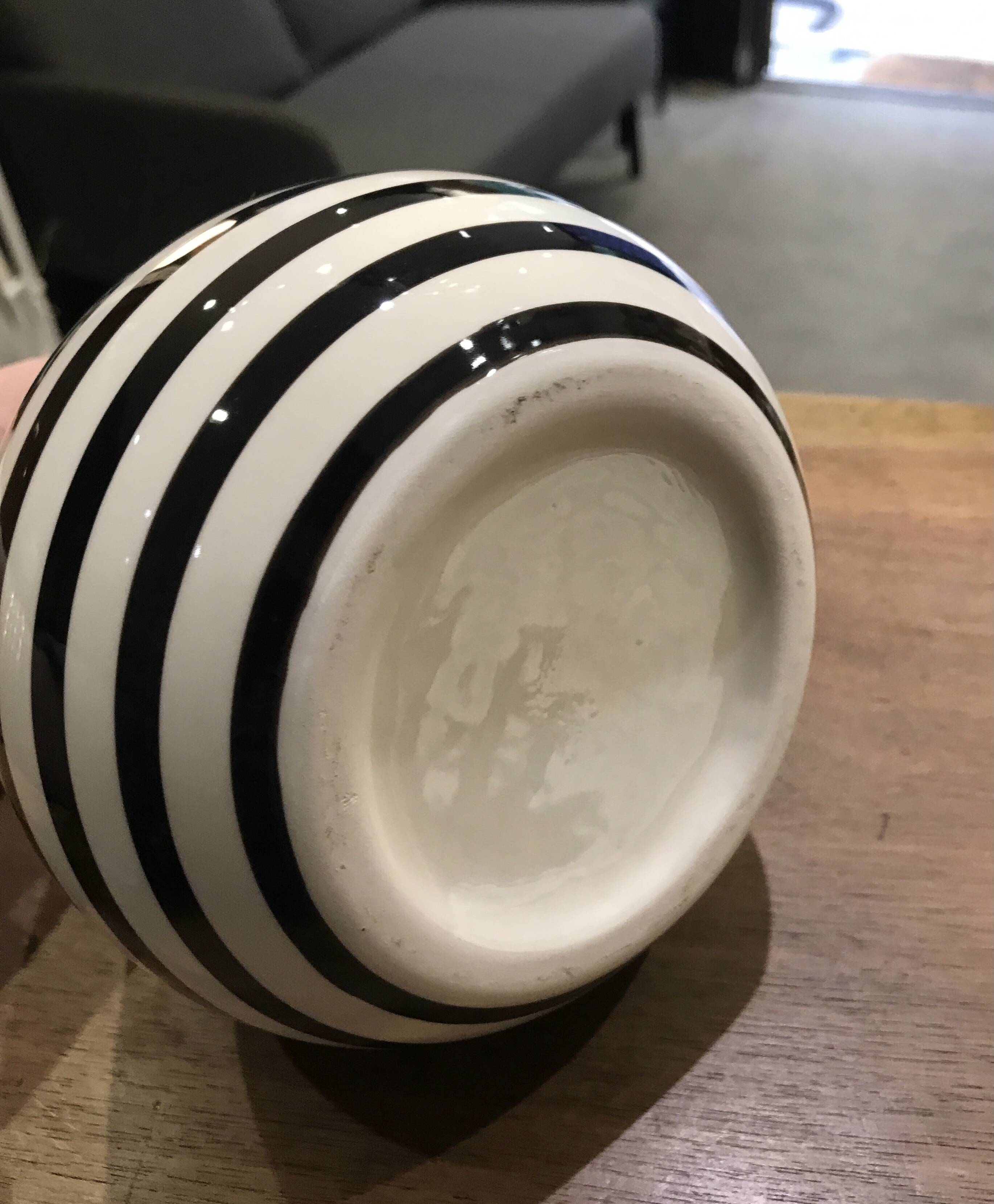 Black and white striped vase