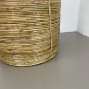 xl 31 cm, rare rattan and brass waste basket in the Crespi-Albini style, Italy 1970