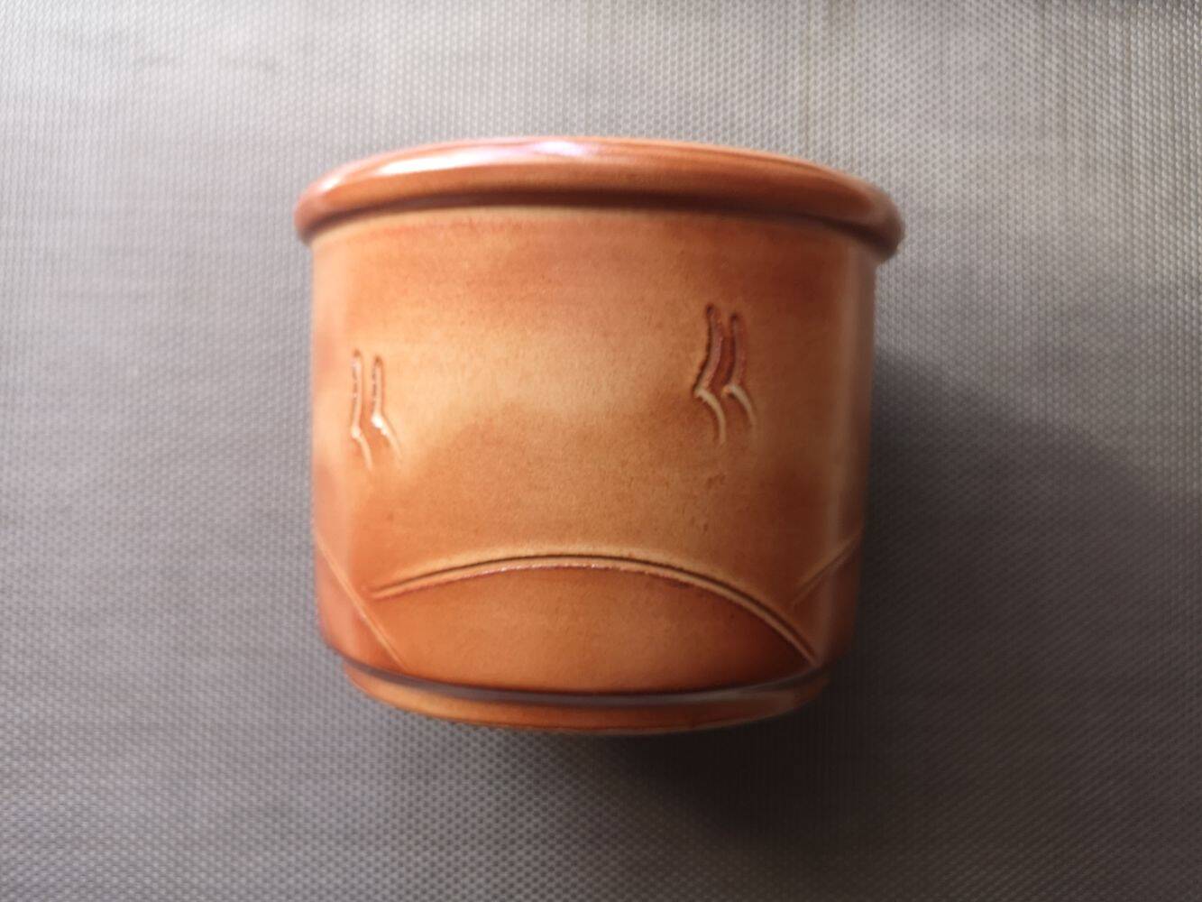 Glazed terracotta pot cover - Naive art - Dated 1953