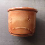 Cache pot en terre cuite émaillée - Art naïf - Daté de 1953