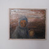 Modernist oil on canvas by Einar Emland, framed, signed