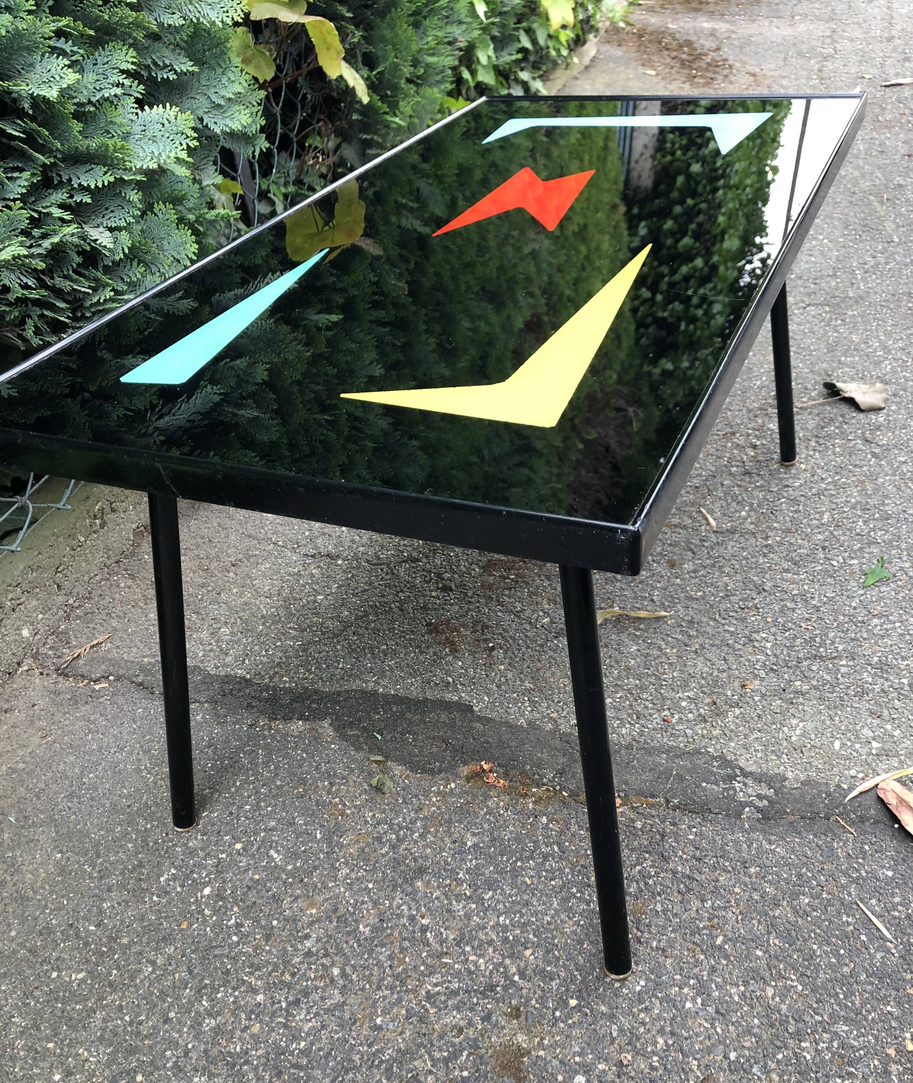 Rectangular coffee table tray vintage glass 60s