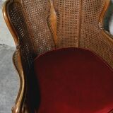 Pair of wooden and rattan armchairs, Louis XV style