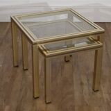 Tables gigognes en laiton et verre 1970