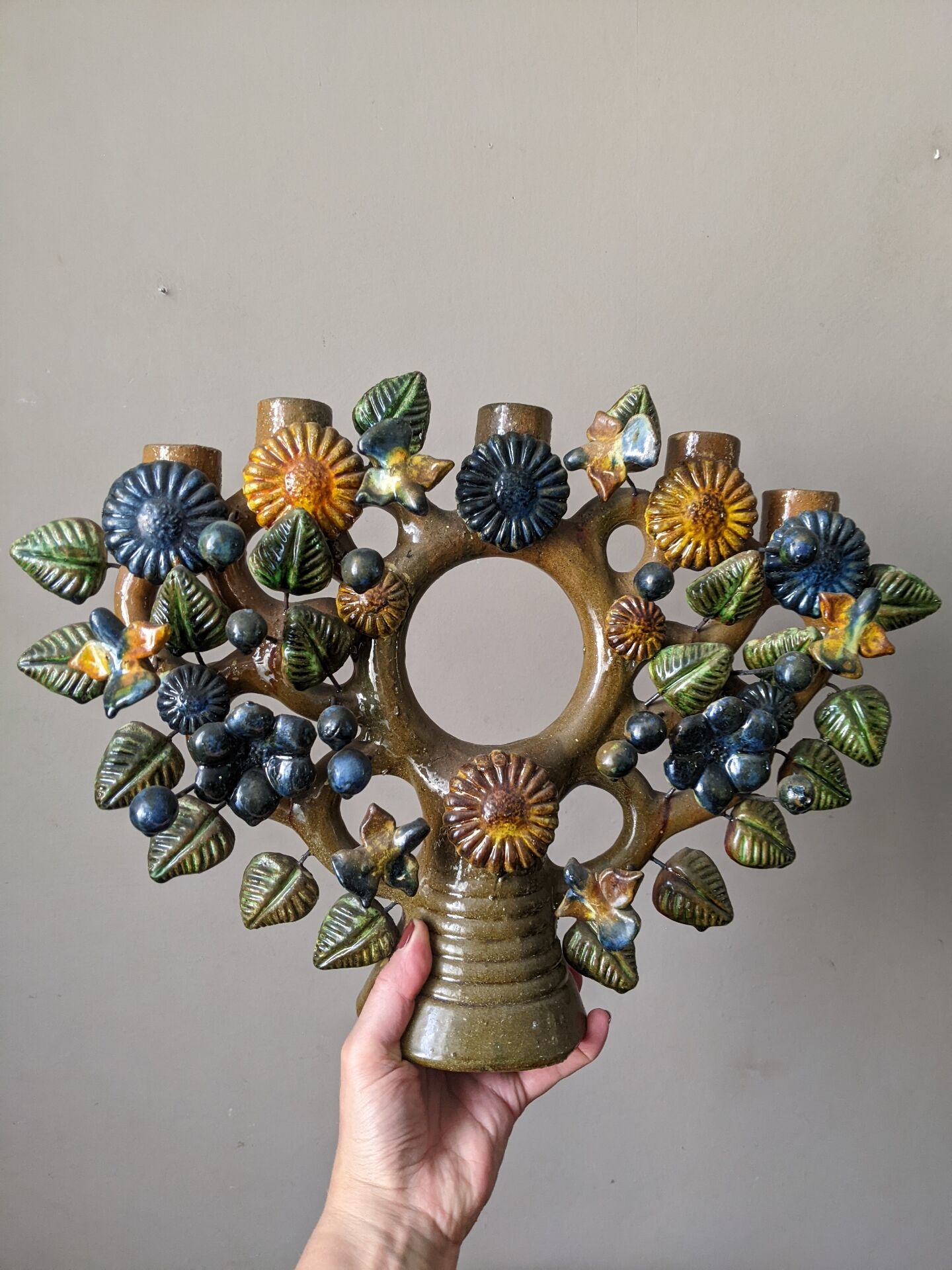 Artisanal chandelier tree of life Mexico in ceramic