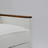 Fauteuil cube original des années 70, entièrement restauré, bouclé blanc