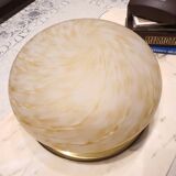 Vintage Midcentury flush mount ceiling lamp in caramel Murano glass | MCM swirl hand-crafted lighting | Retro home decor lamp | Cozy ambient