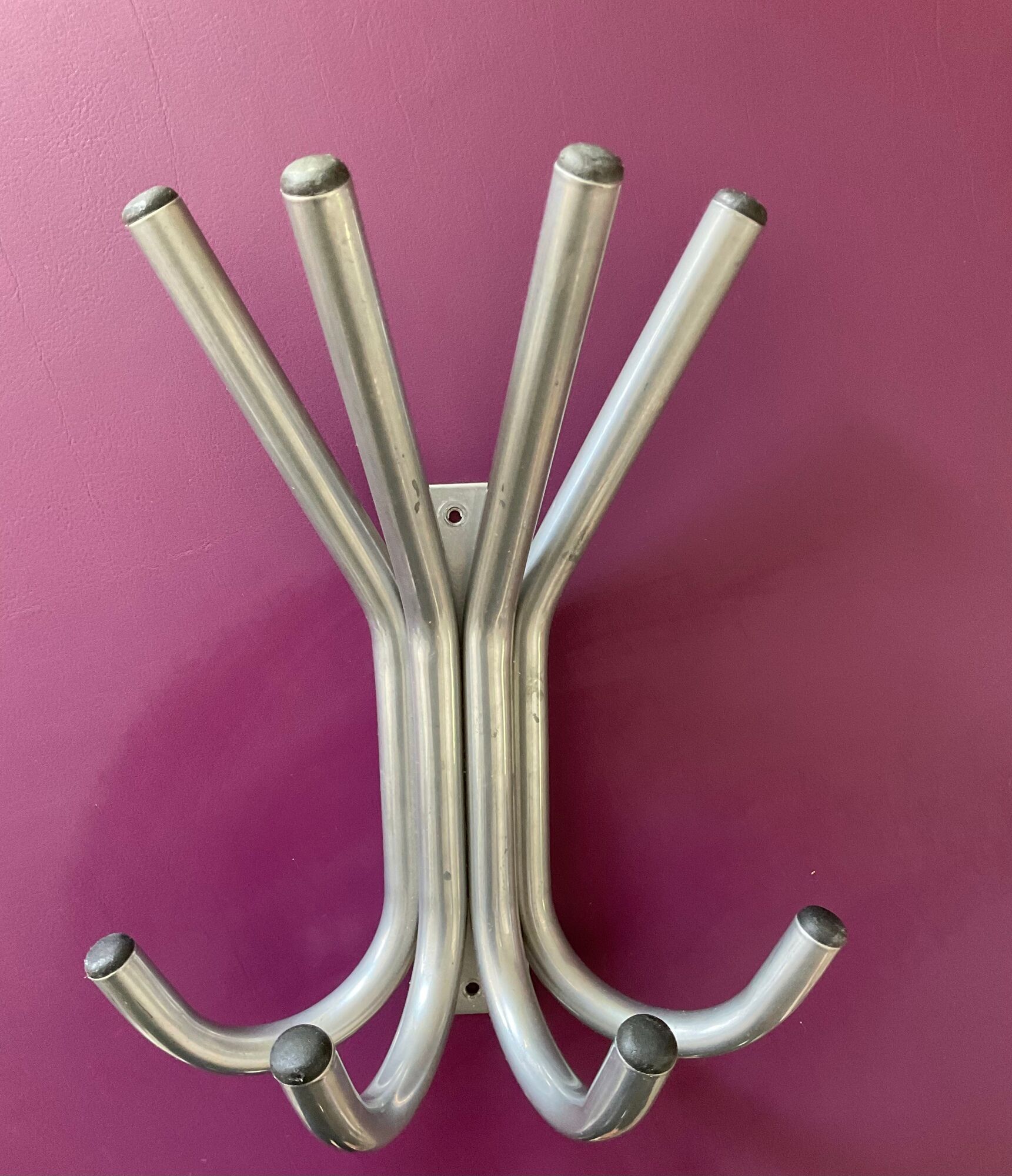 Vintage 70s coat rack in chrome metal