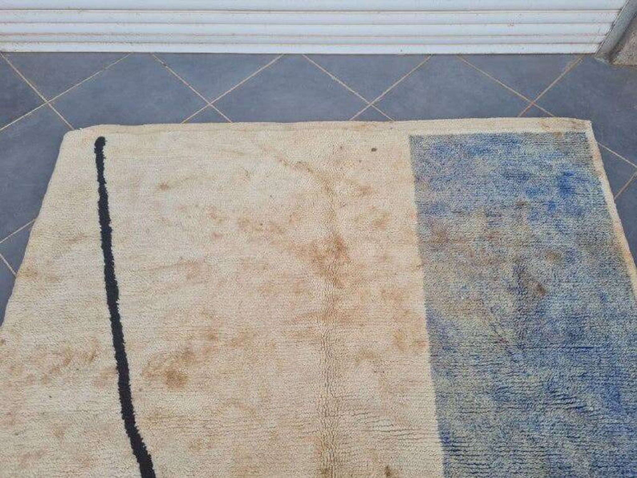 Grand tapis berbère fait main beni mrirt traditionnel 3/4 m