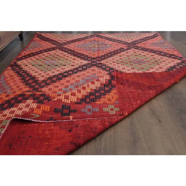 1970s Turkish Hand-Knotted Wool Cotton Red Area Rug 189x307