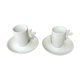 Duo of cups and under cups with white porcelain coffee S-P