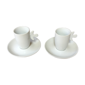 Duo de tasses et sous tasses à café S&P en porcelaine blanche