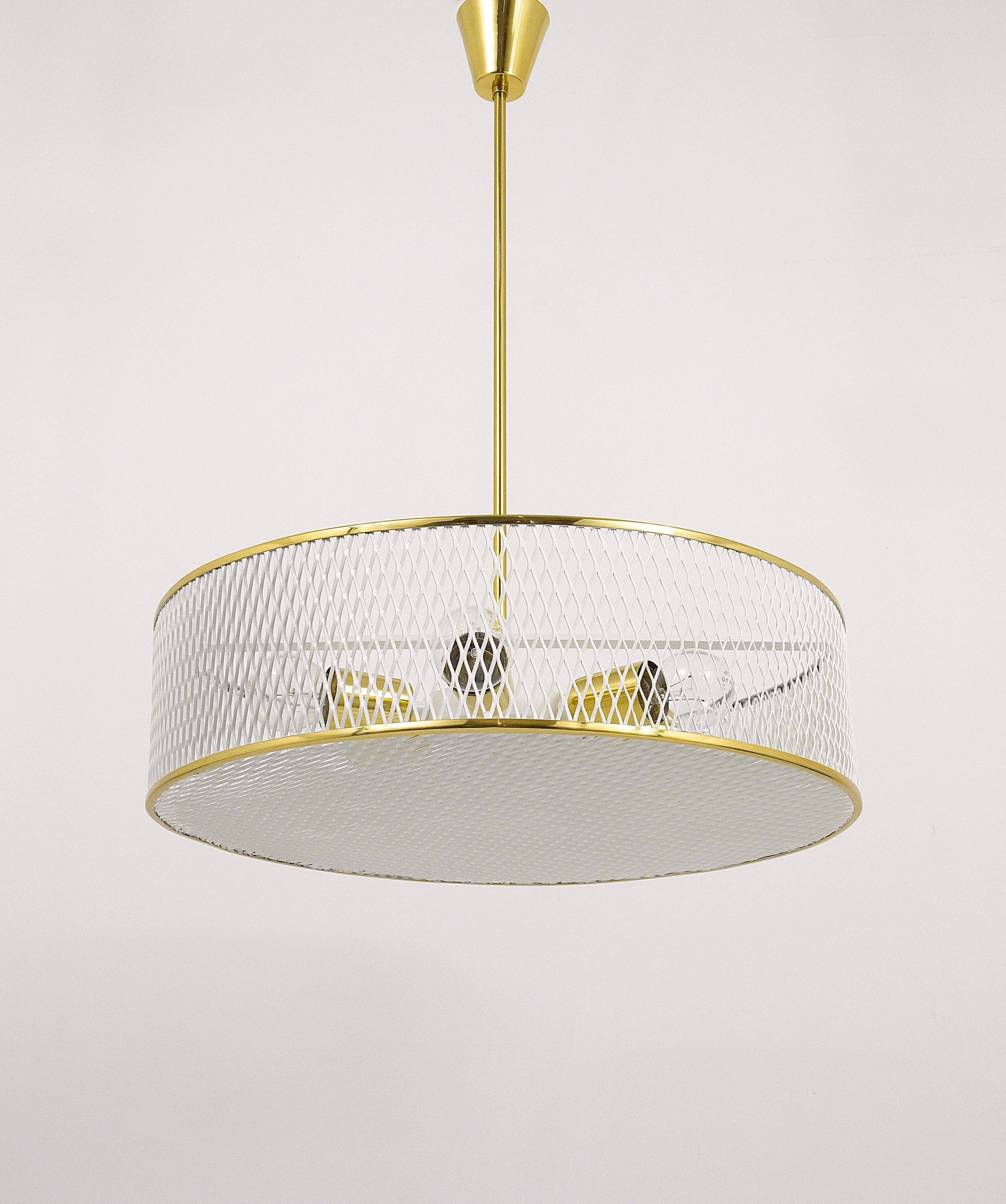 Brass Pendant Light in the Style of Mathieu Matégot Mid-Century, France, 1950s