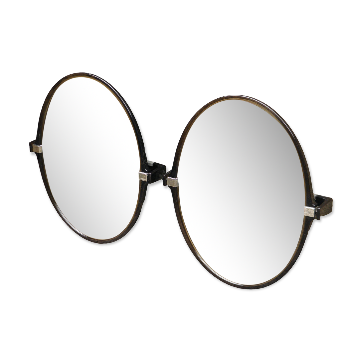 Pair of oval swivel plexi and chrome mirrors 1970