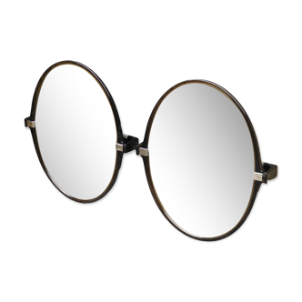 Paire de miroirs ovales pivotants plexi et chrome 1970