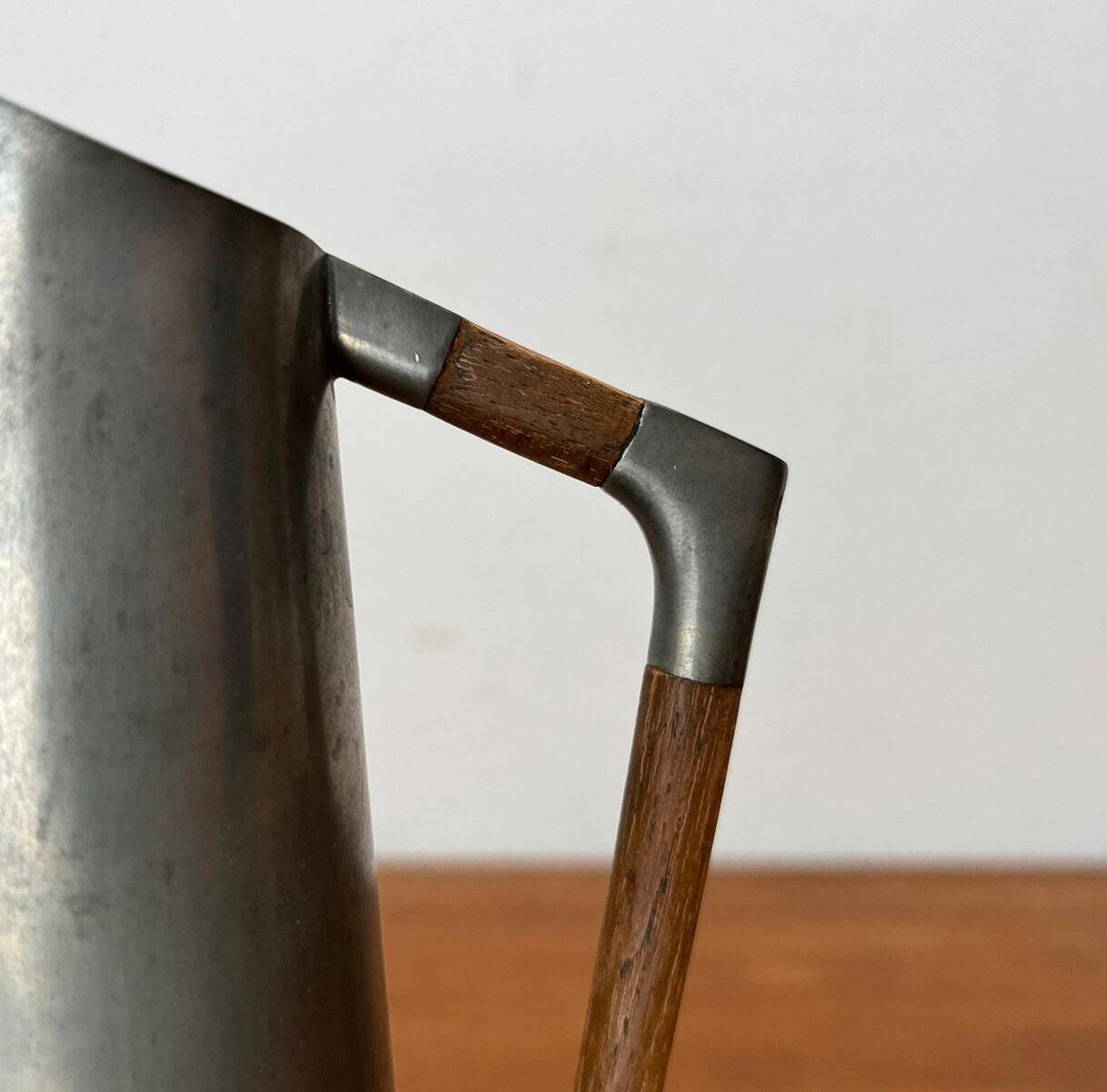 Mid-Century Pewter Carafe Vase with Teak Handle by K.M.D. Tiel Royal Holland Pewter, 1960s