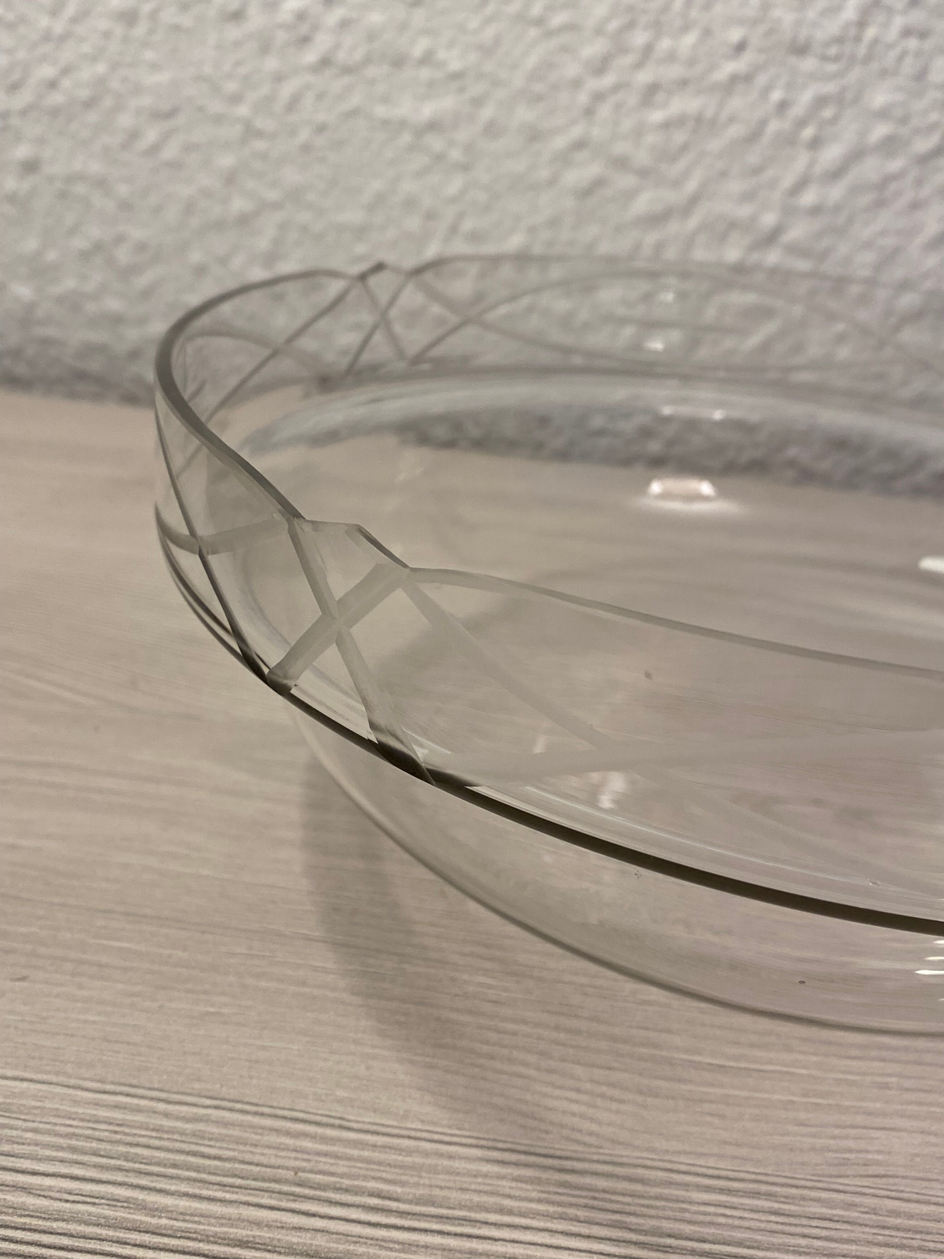 Art Deco fruit bowl in silver-plated metal and glass