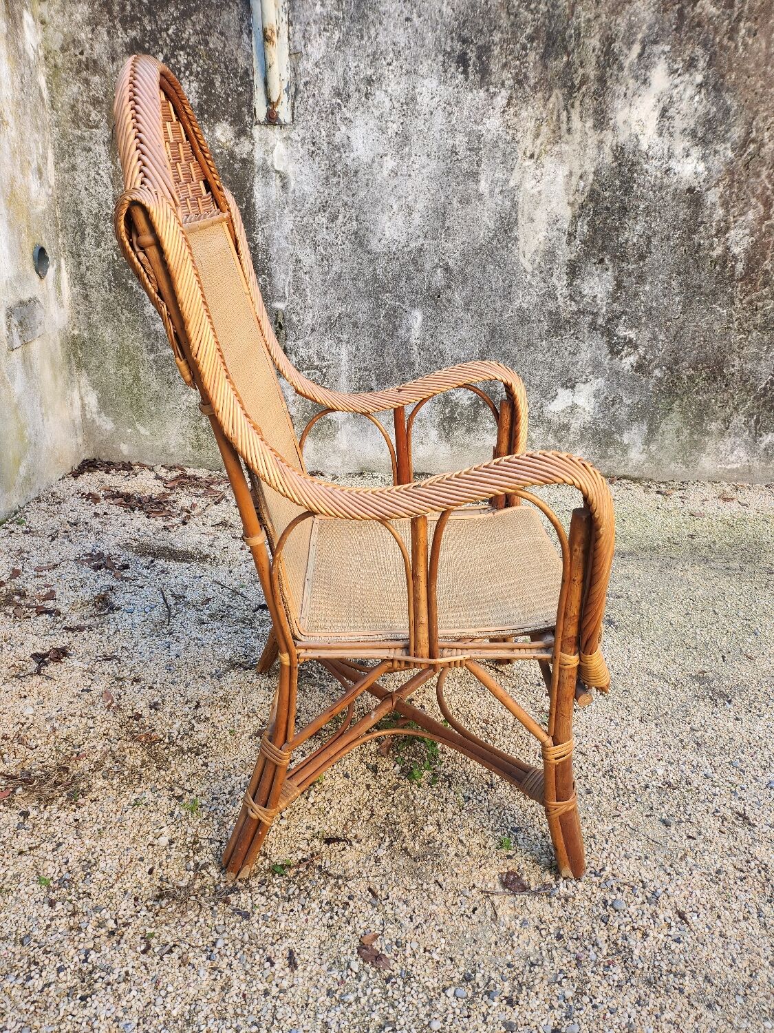 Fauteil rotin vintage