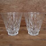 2 large Arlequin water glasses in Reims crystal glass 1950