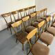 Set of 18 Scandinavian design chairs from the 1960s, organic curved wood.