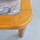 Brutalist coffee table in solid oak with a Rosso Luana marble top.