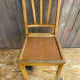 Set of 4 Antique Bistrot Chairs in Baumann Style Wood from the 60s