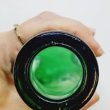 Ancienne Grande Bouteille En Verre Pressé Moulé Vert Écrasé Déformé
