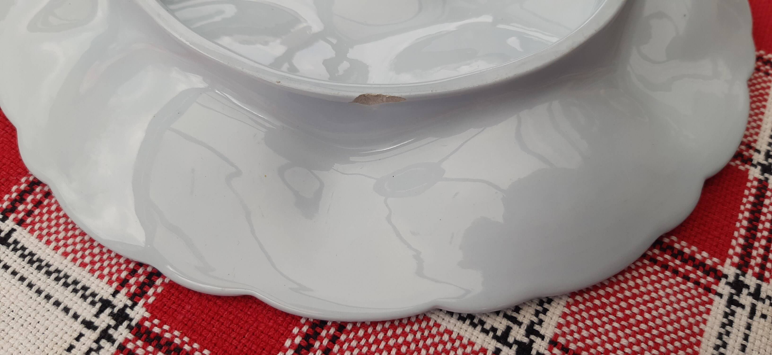 Set of 4 Sarreguemines art deco seafood plates